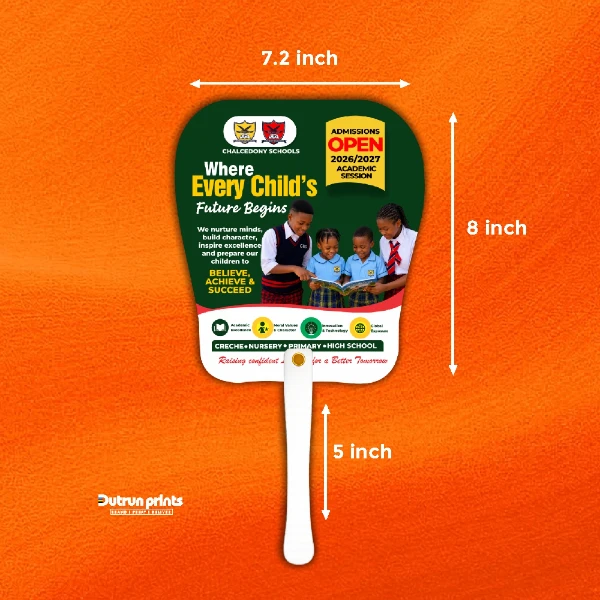 Heart Fan dimension guide showing 7.2 inch width, 8 inch height, and 5 inch handle